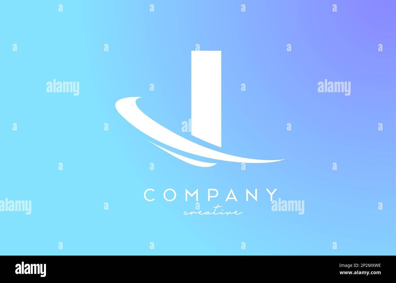 blue pastel color I alphabet letter logo icon with swoosh. Creative template design for company and business Stock Vector