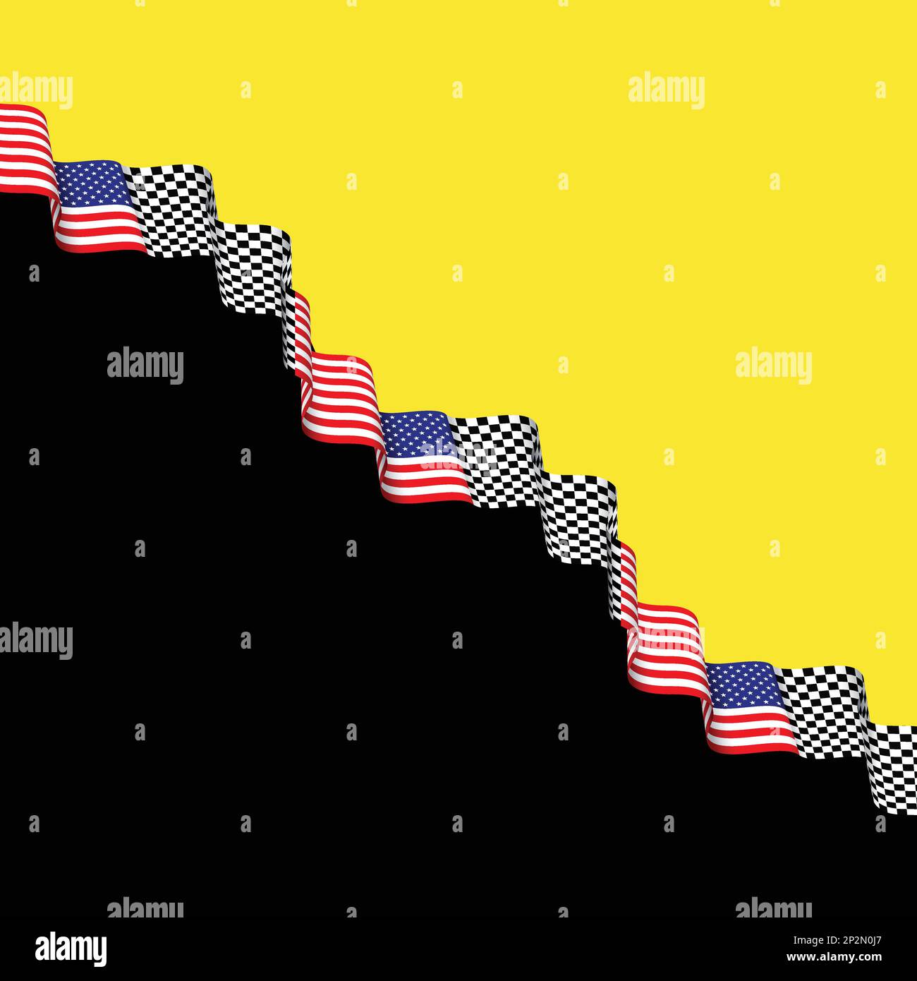 USA and race checkered flag ribbon Stock Vector