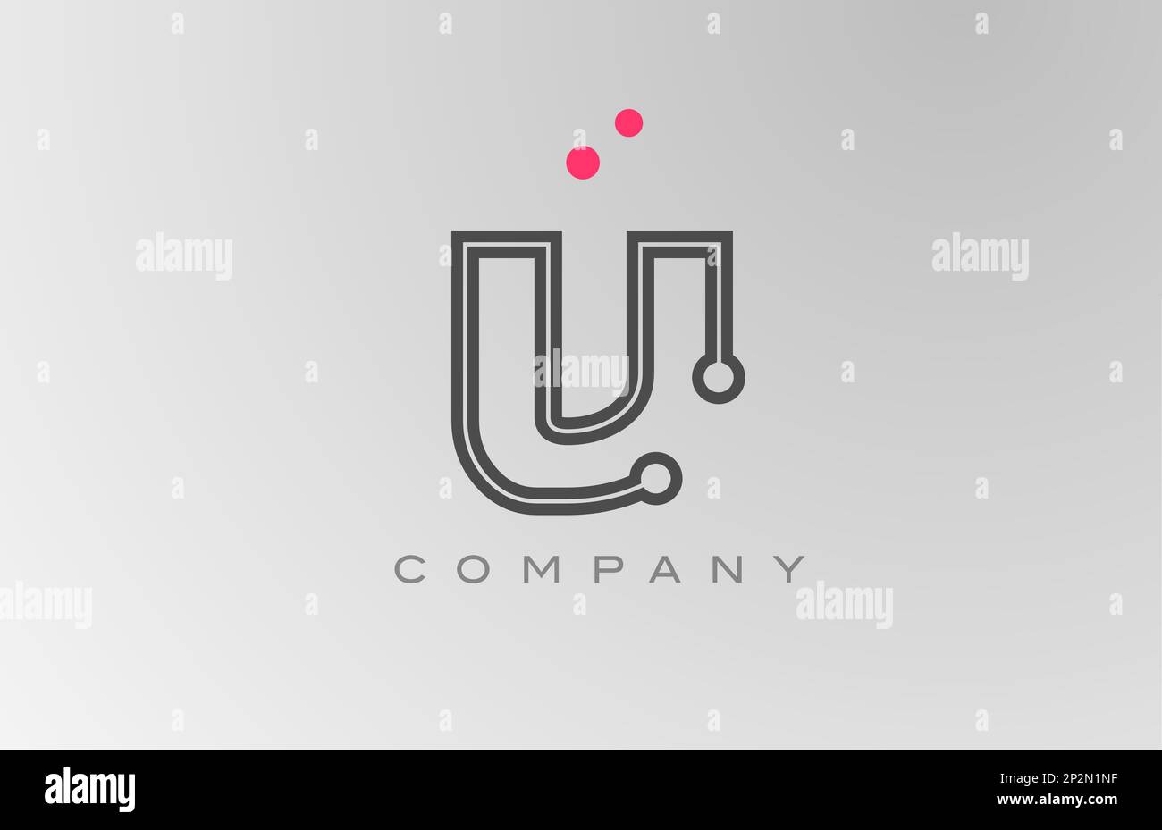 pink grey V alphabet letter logo icon design with line and dot ...