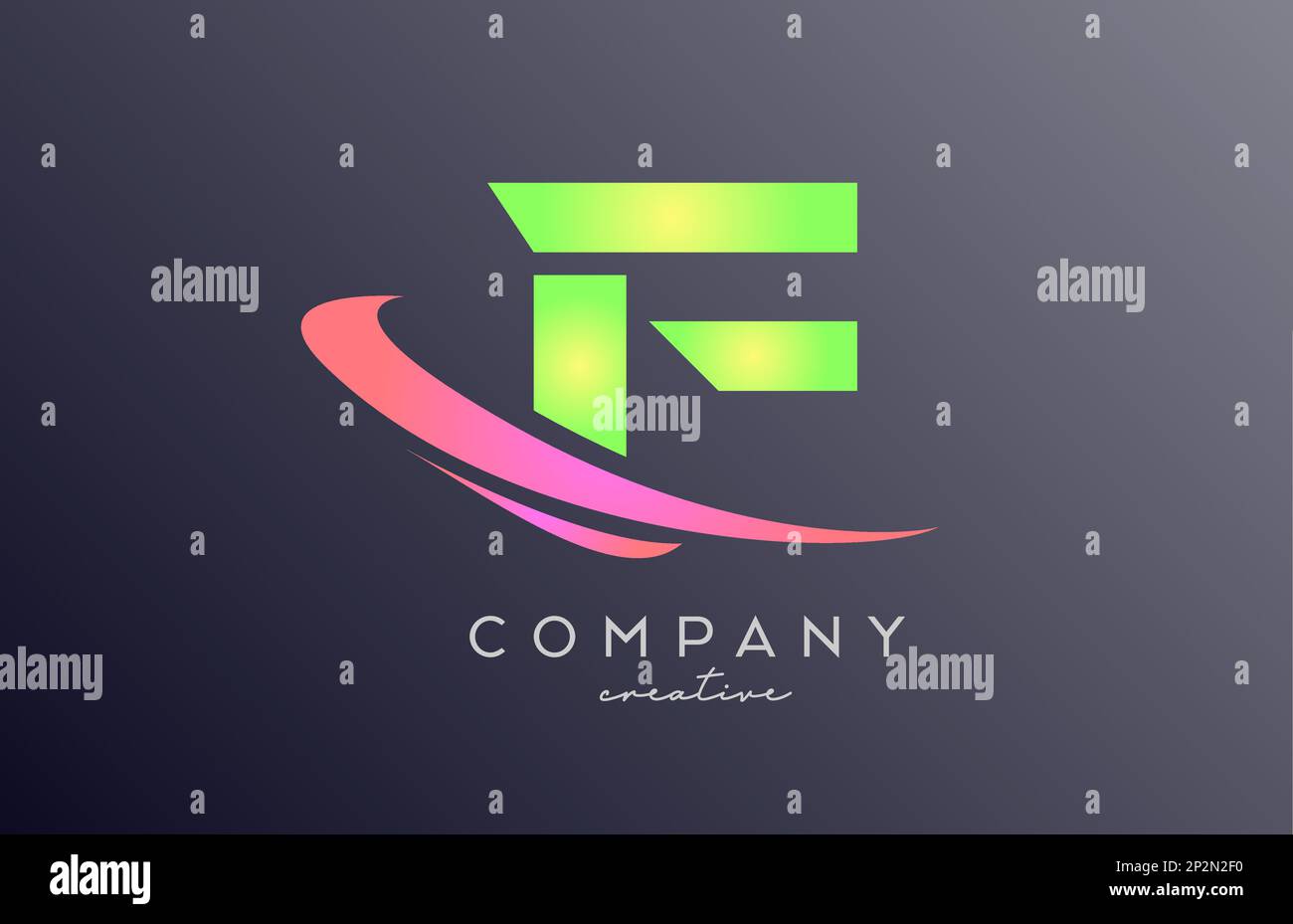 green pink F alphabet letter logo icon with swoosh. Creative template ...