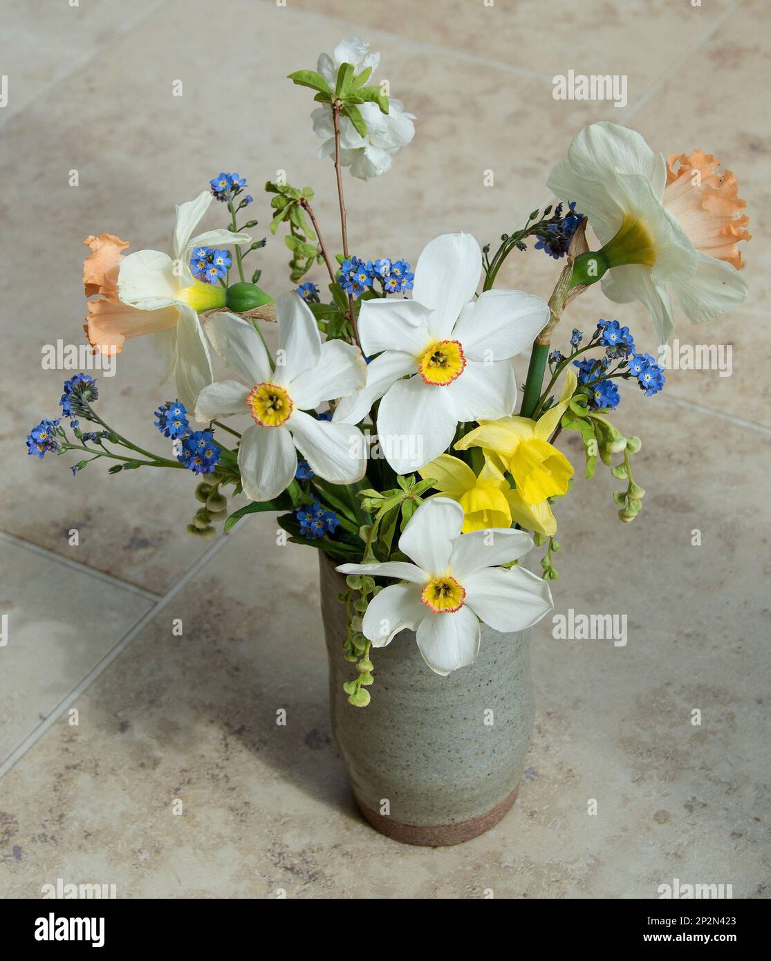 Vase of Spring Flowers Stock Photo