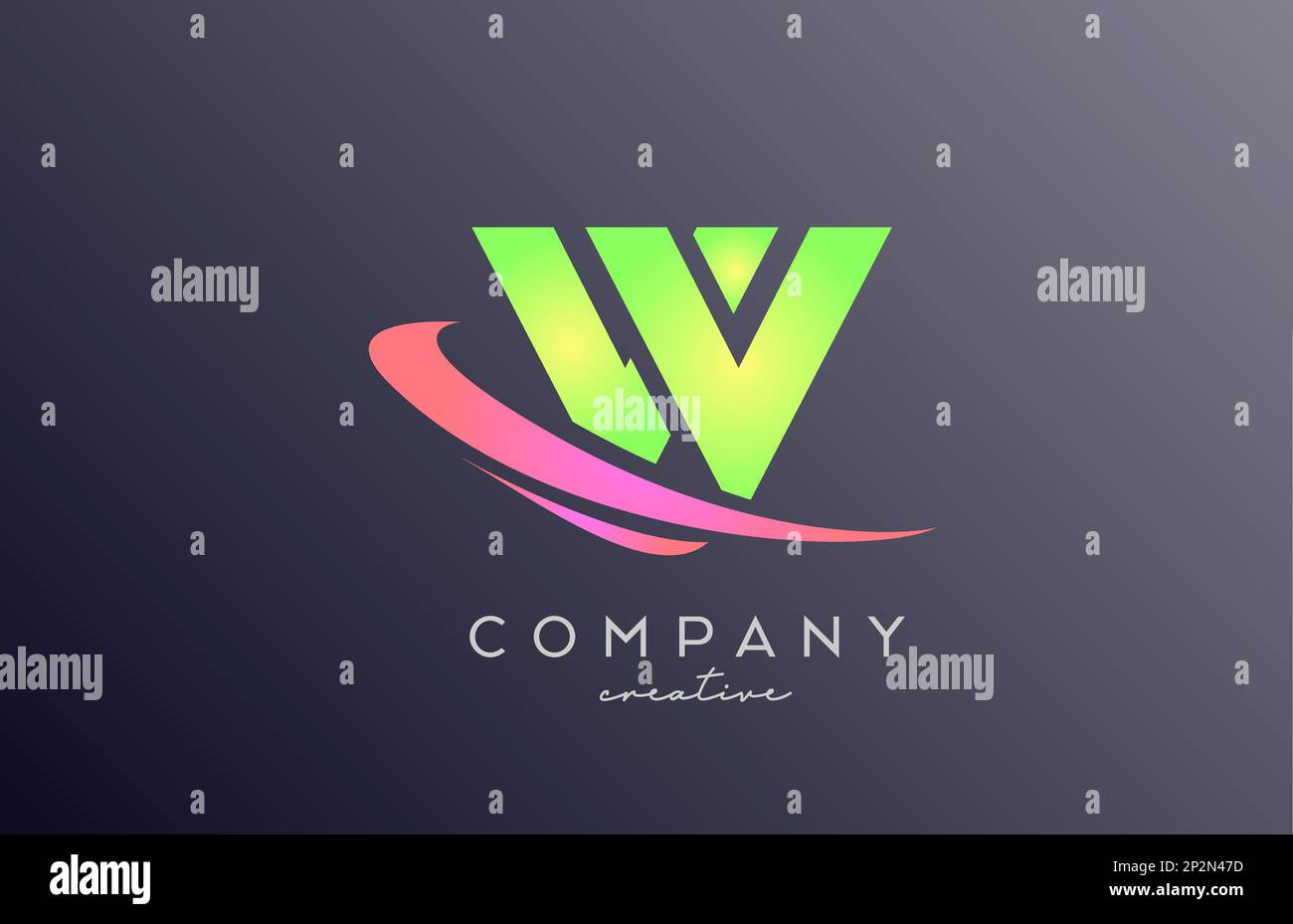 green pink W alphabet letter logo icon with swoosh. Creative template ...
