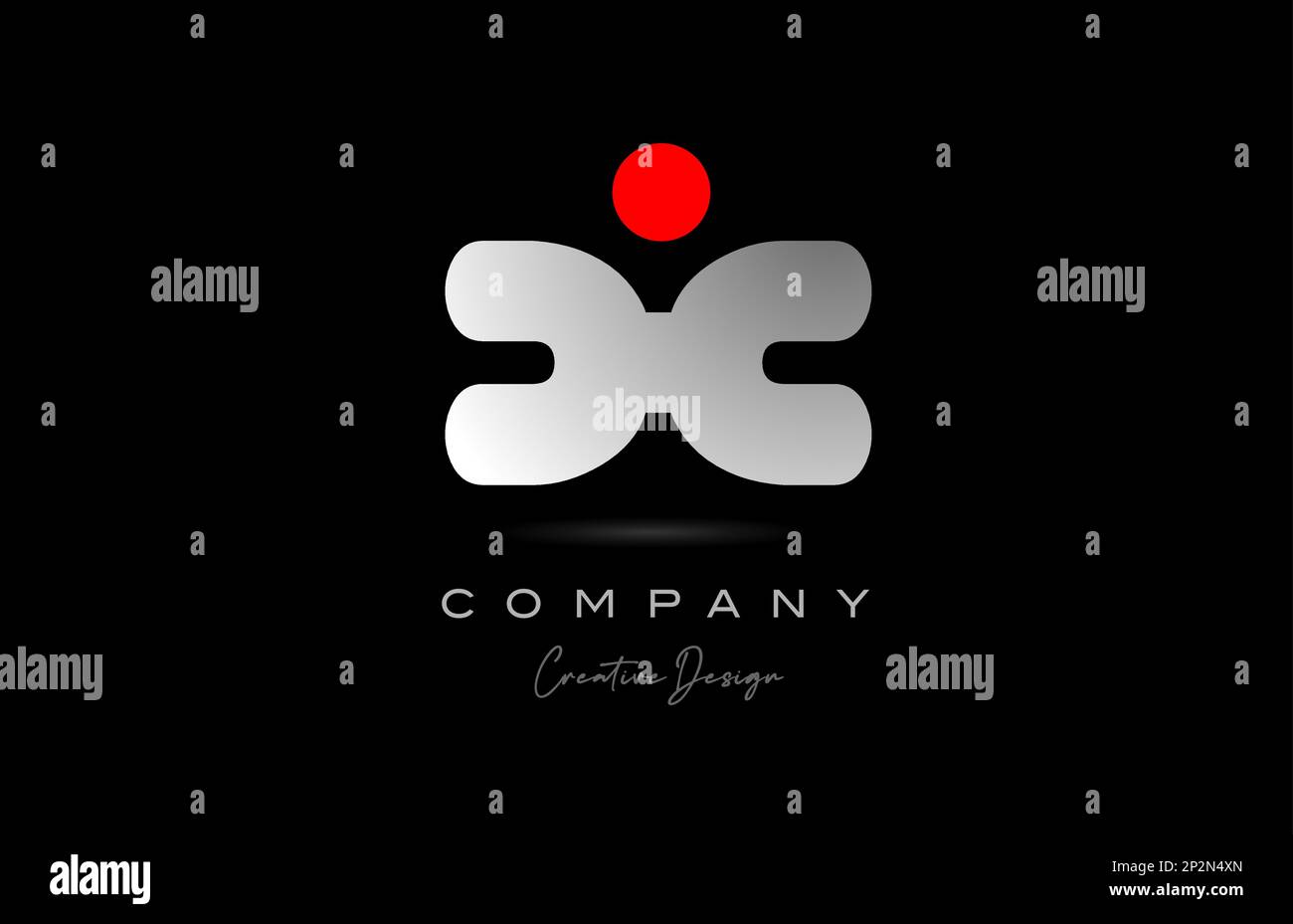 red grey X alphabet letter logo icon design with dot. Creative polygon ...