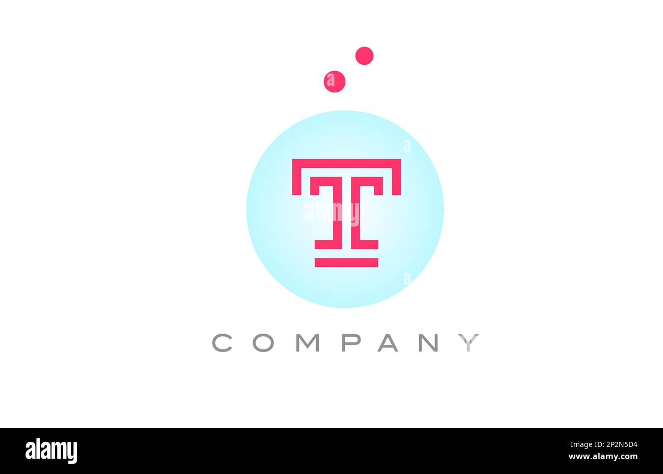 blue pink T alphabet letter logo icon design with dots. Creative ...