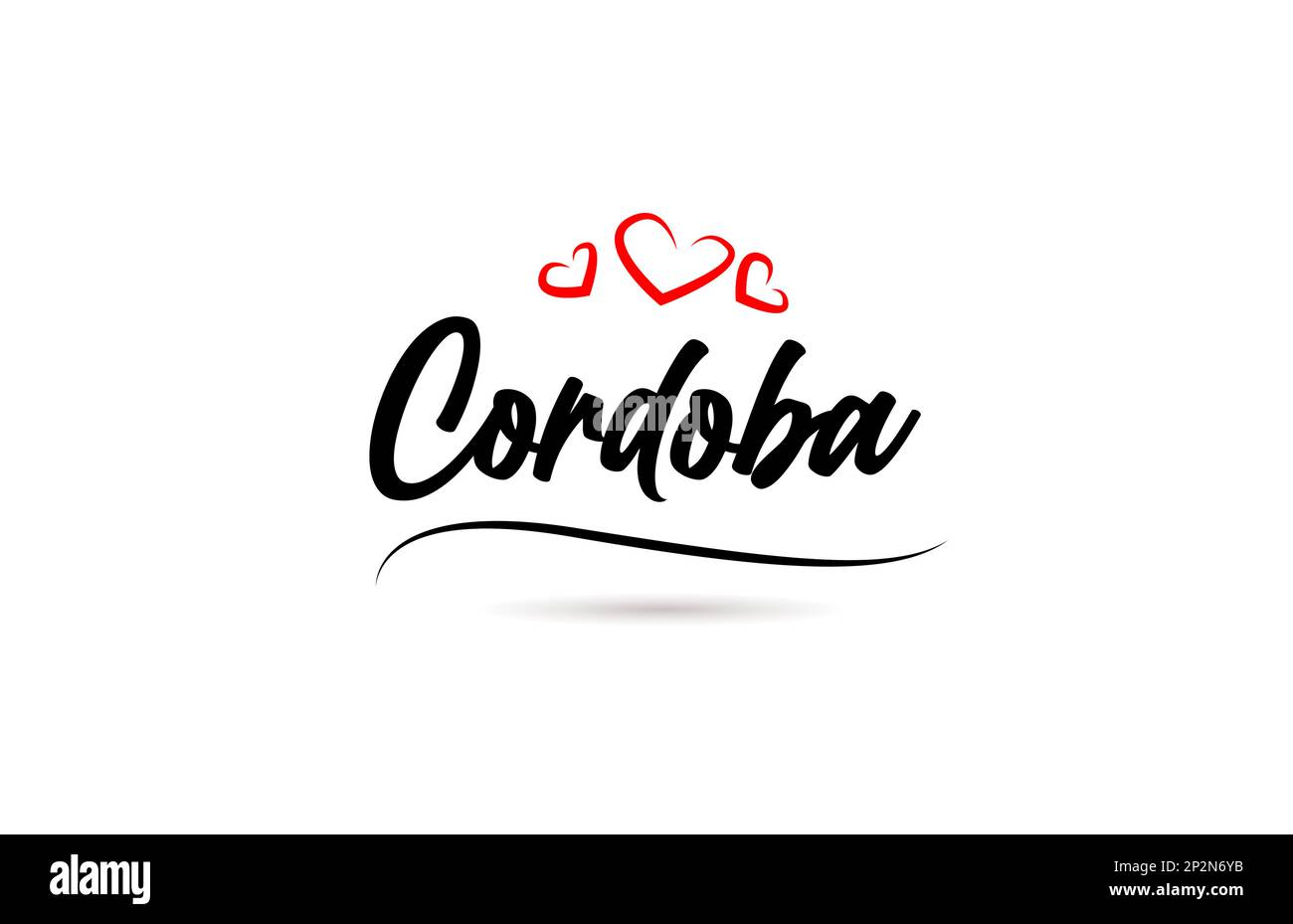 Cordoba european city typography text word with love style. Hand