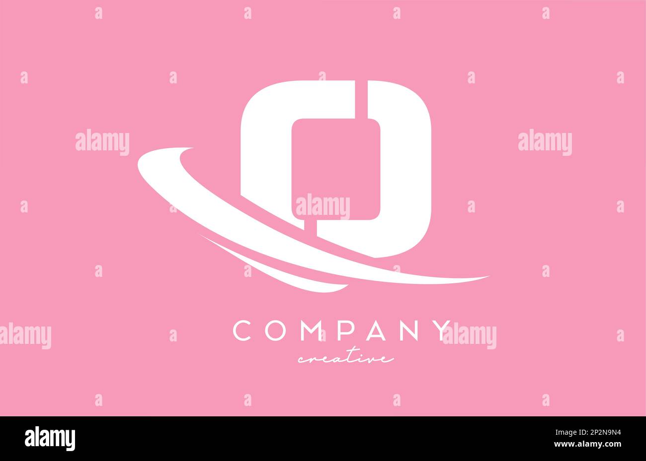 pink white O alphabet letter logo icon with swoosh. Creative template ...