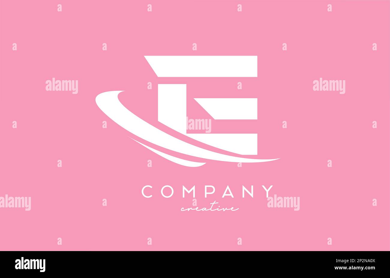 pink white E alphabet letter logo icon with swoosh. Creative template ...