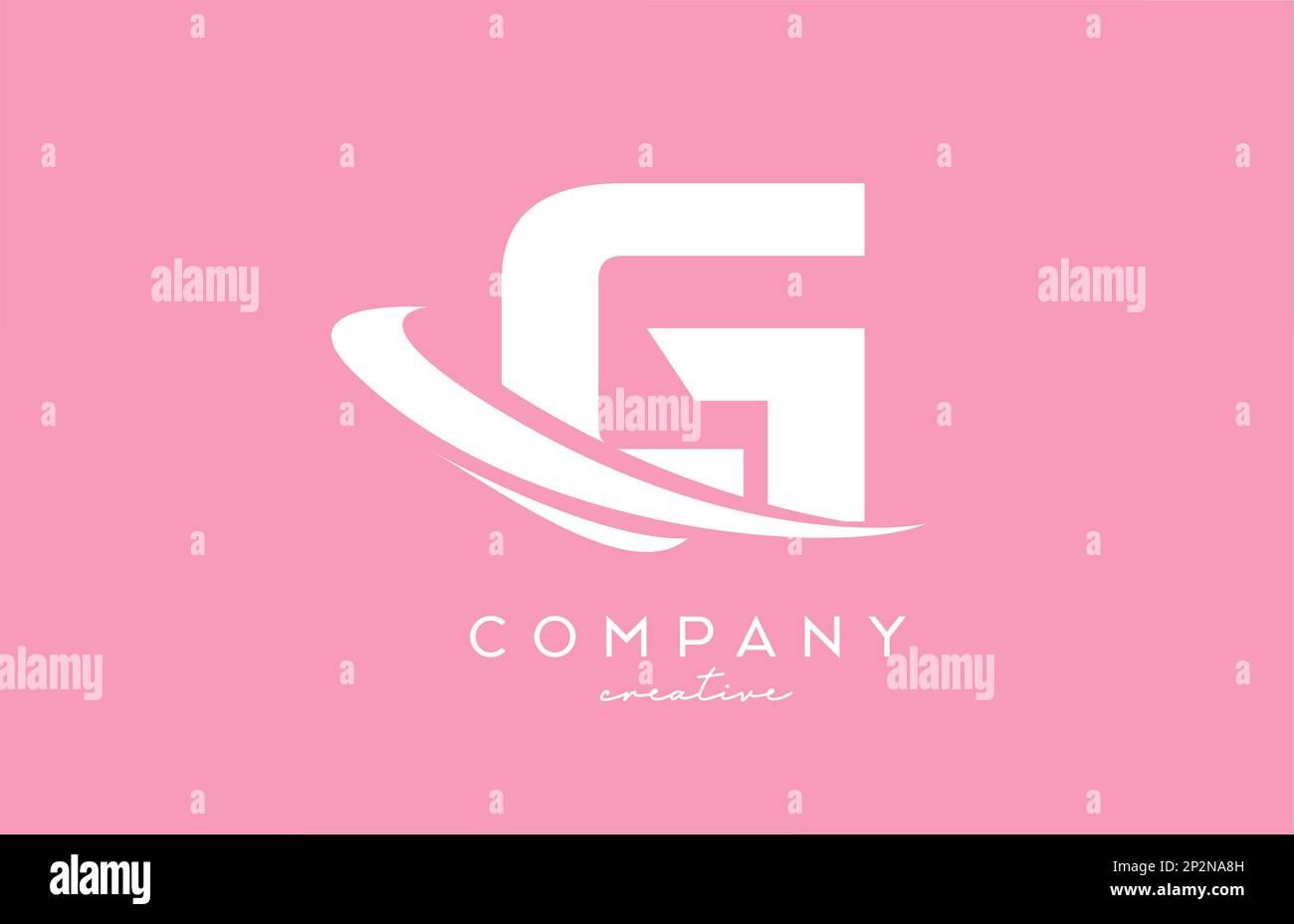 pink white G alphabet letter logo icon with swoosh. Creative template ...