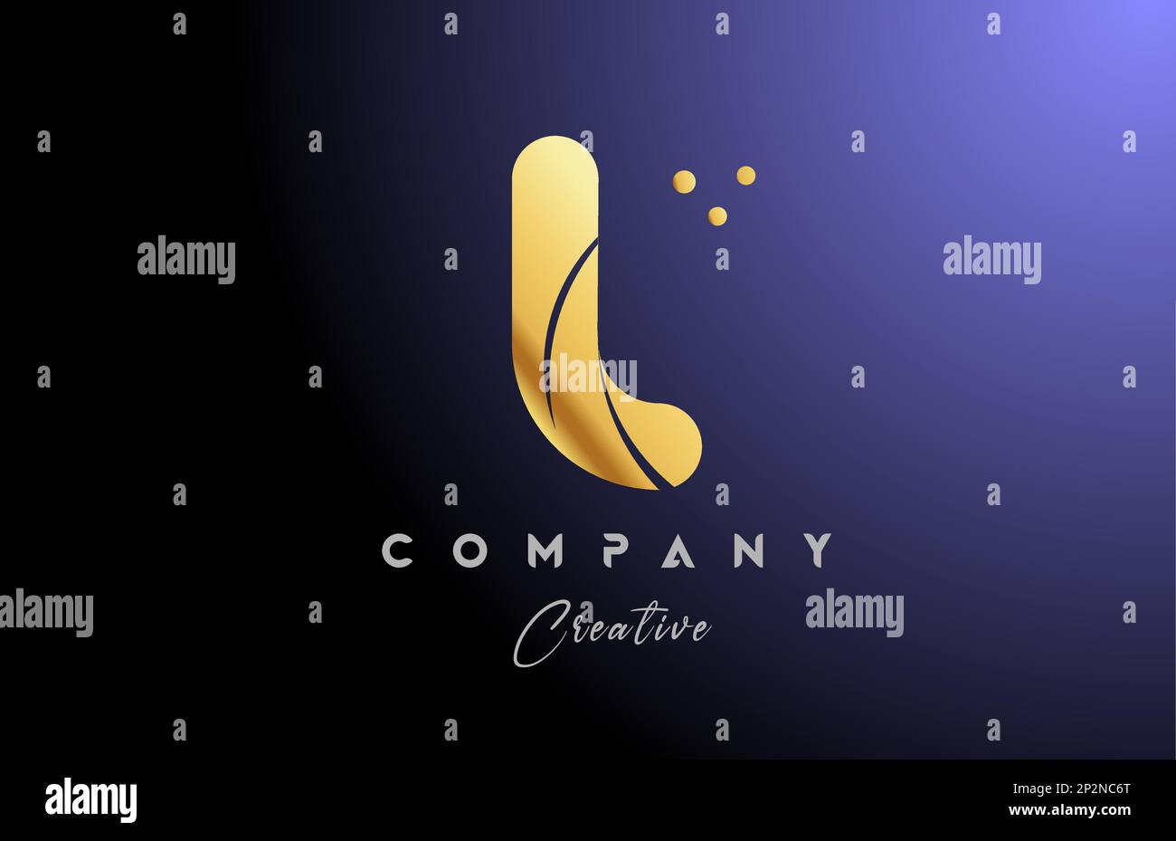 gold golden L alphabet letter logo icon design. Yellow blue color with ...