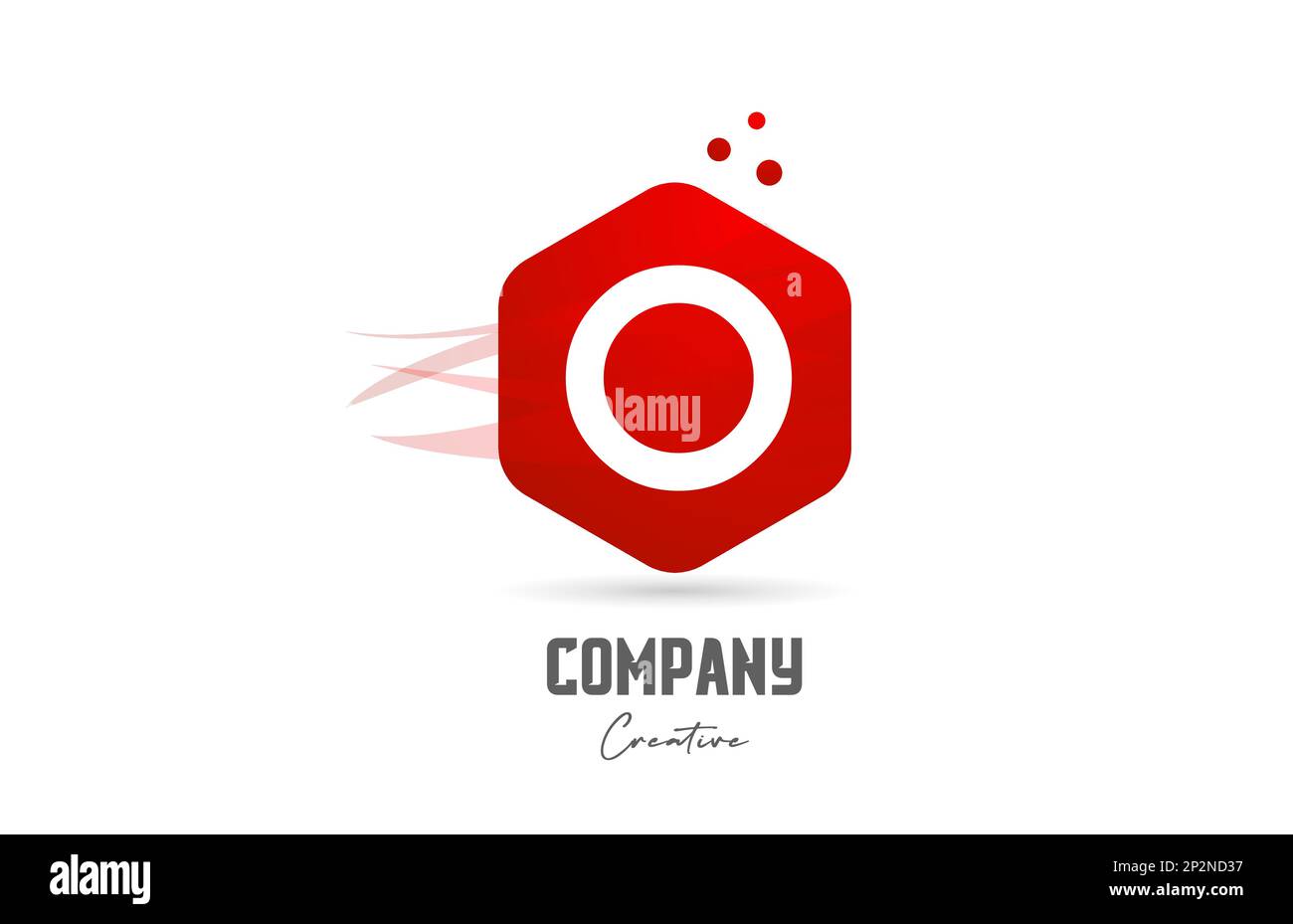 O red hexagon letter alphabet logo icon design. Creative template for ...