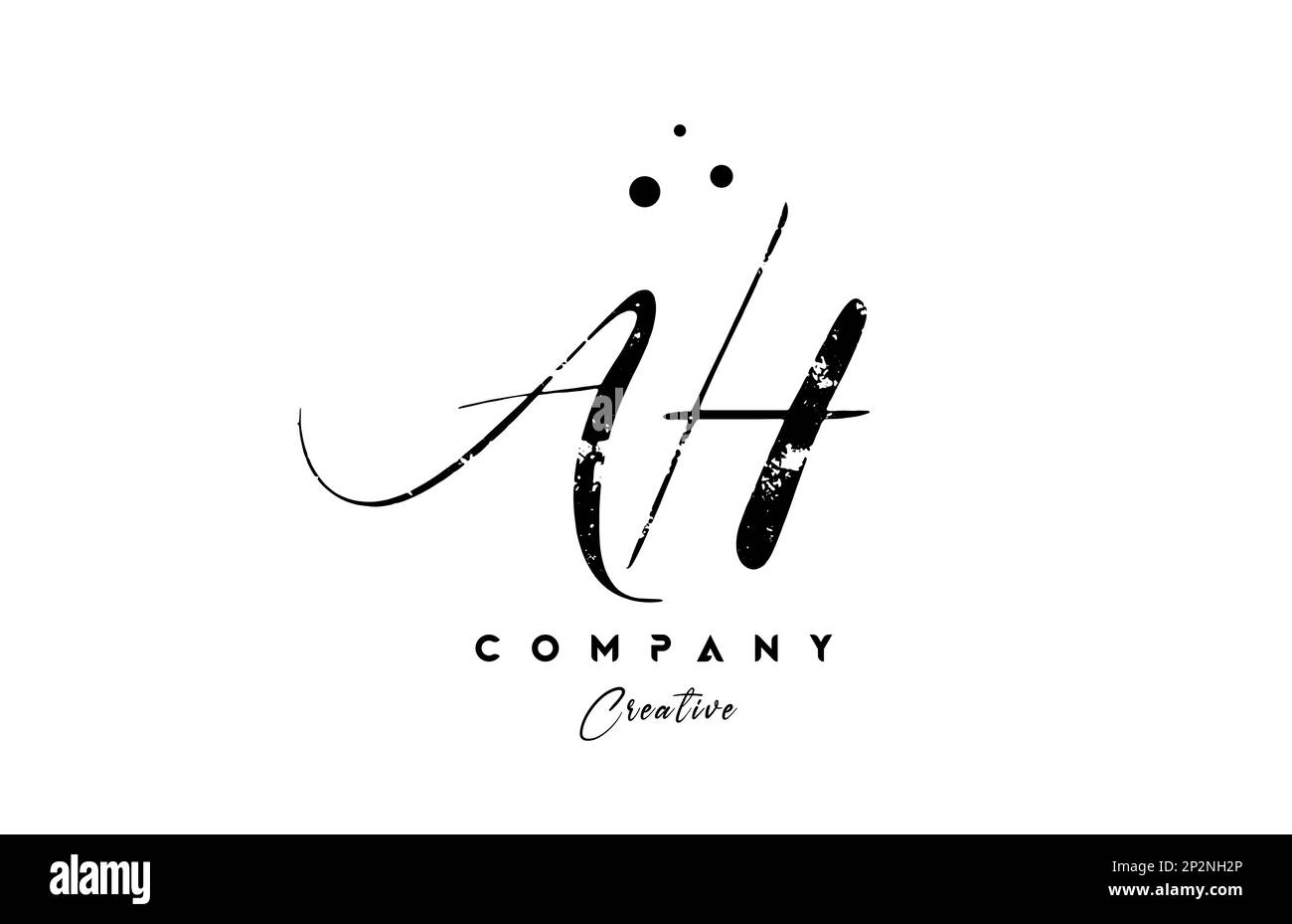vintage AH alphabet letter logo icon combination design with dots ...