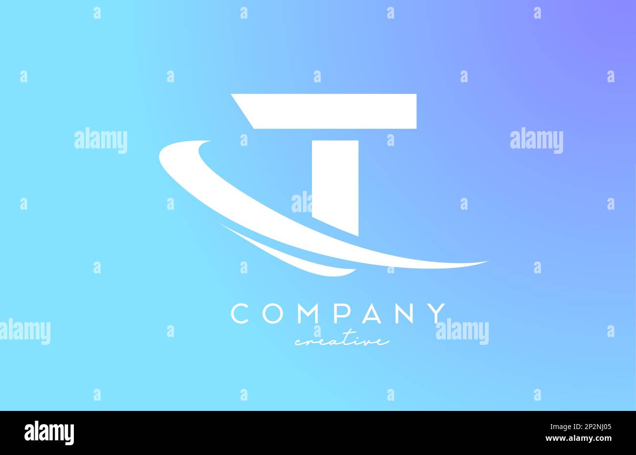 blue pastel color T alphabet letter logo icon with swoosh. Creative ...