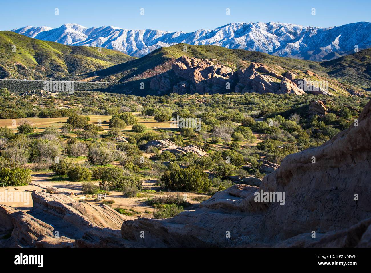 Snow Peaked Mountain views from Vasquez Rocks, CA Stock Photo - Alamy