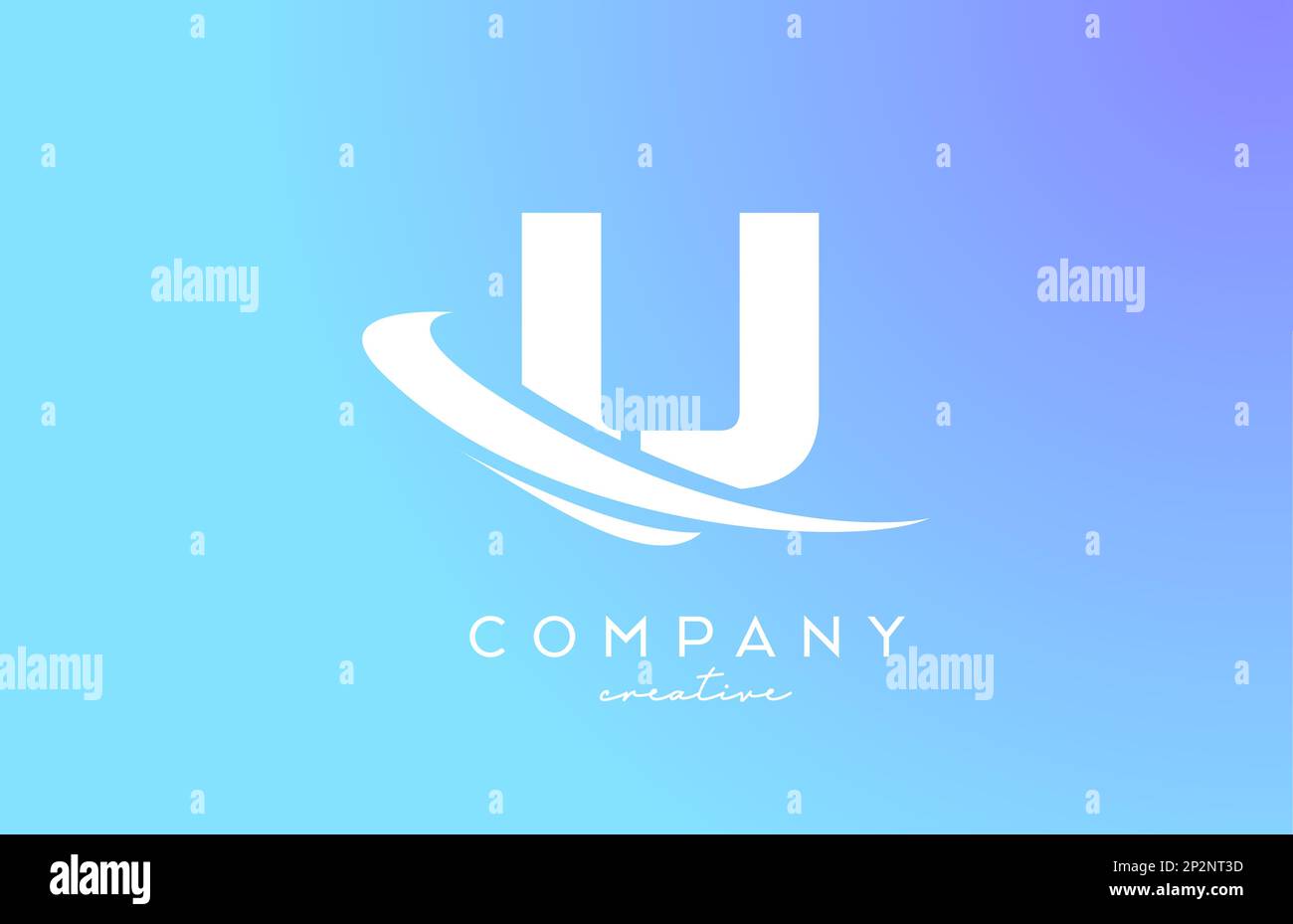 blue pastel color U alphabet letter logo icon with swoosh. Creative ...