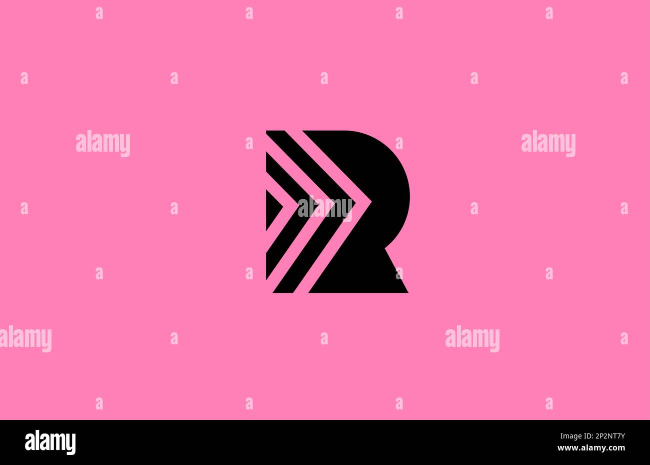 pink black R alphabet letter logo icon design with geometric lines ...