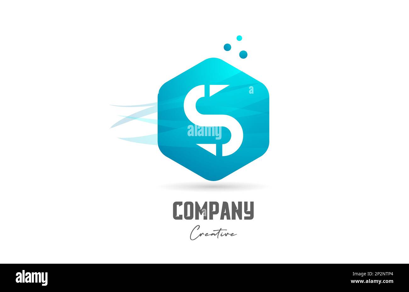 hexagon S letter alphabet logo icon design with blue color and dots ...