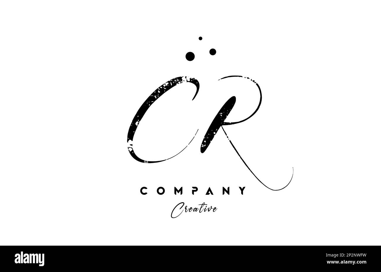 vintage CR alphabet letter logo icon combination design with dots ...