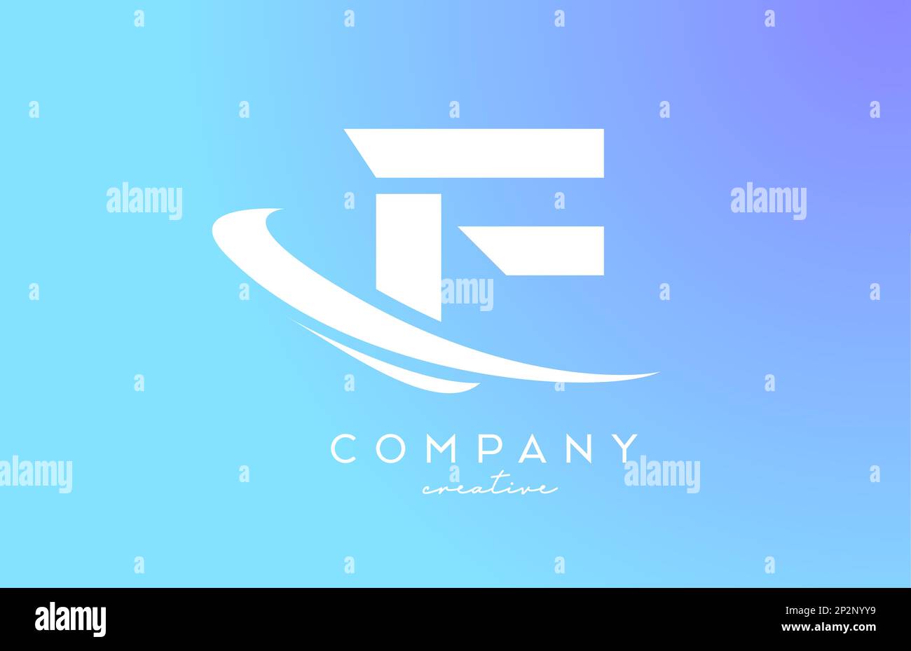 blue pastel color F alphabet letter logo icon with swoosh. Creative ...