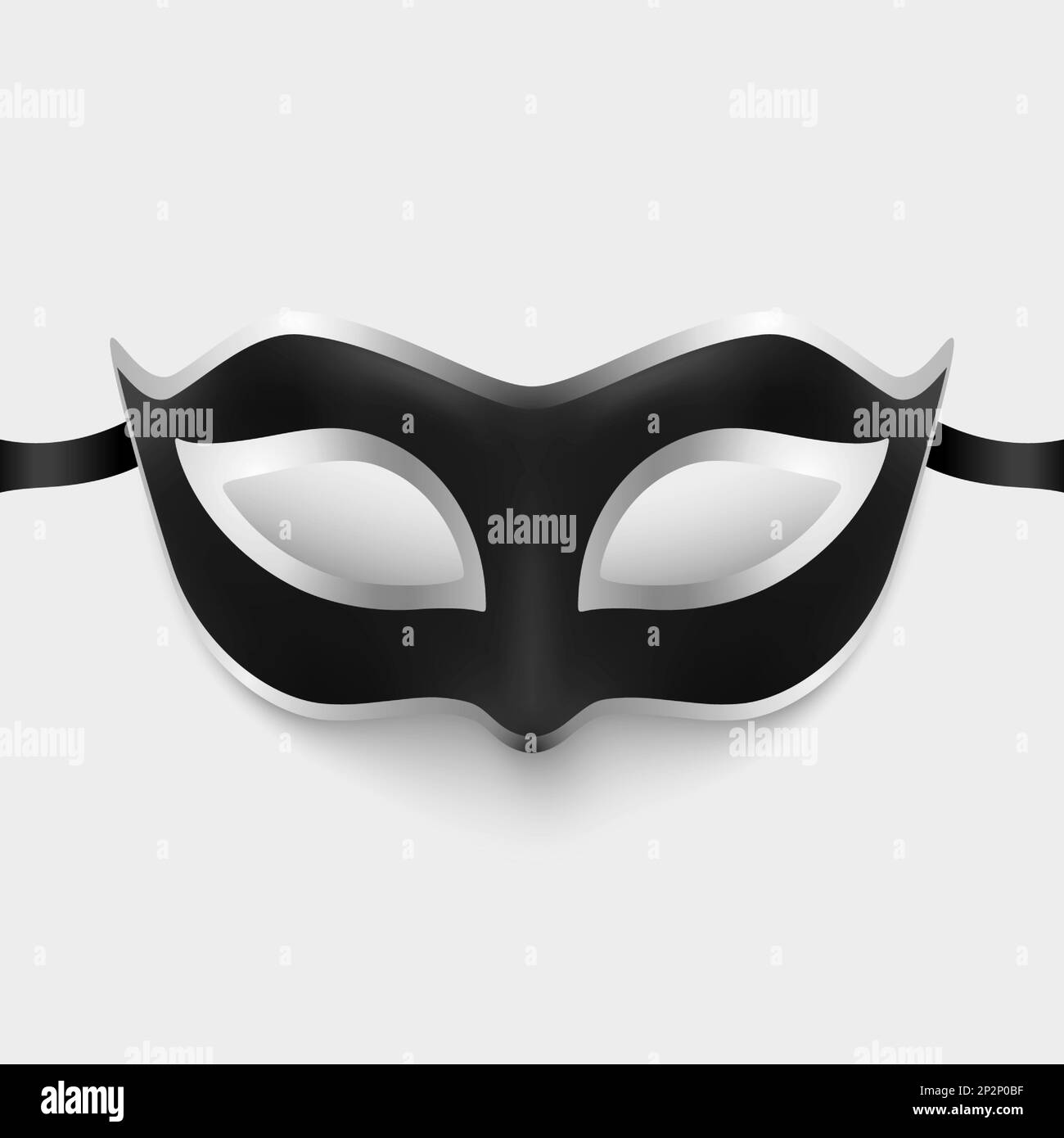 Vector 3d Realistic Black and Silver Carnival Face Mask Isolated. Mask for Party, Masquerade Closeup. Design Template of Mask for Man, Woman. Carnival Stock Vector