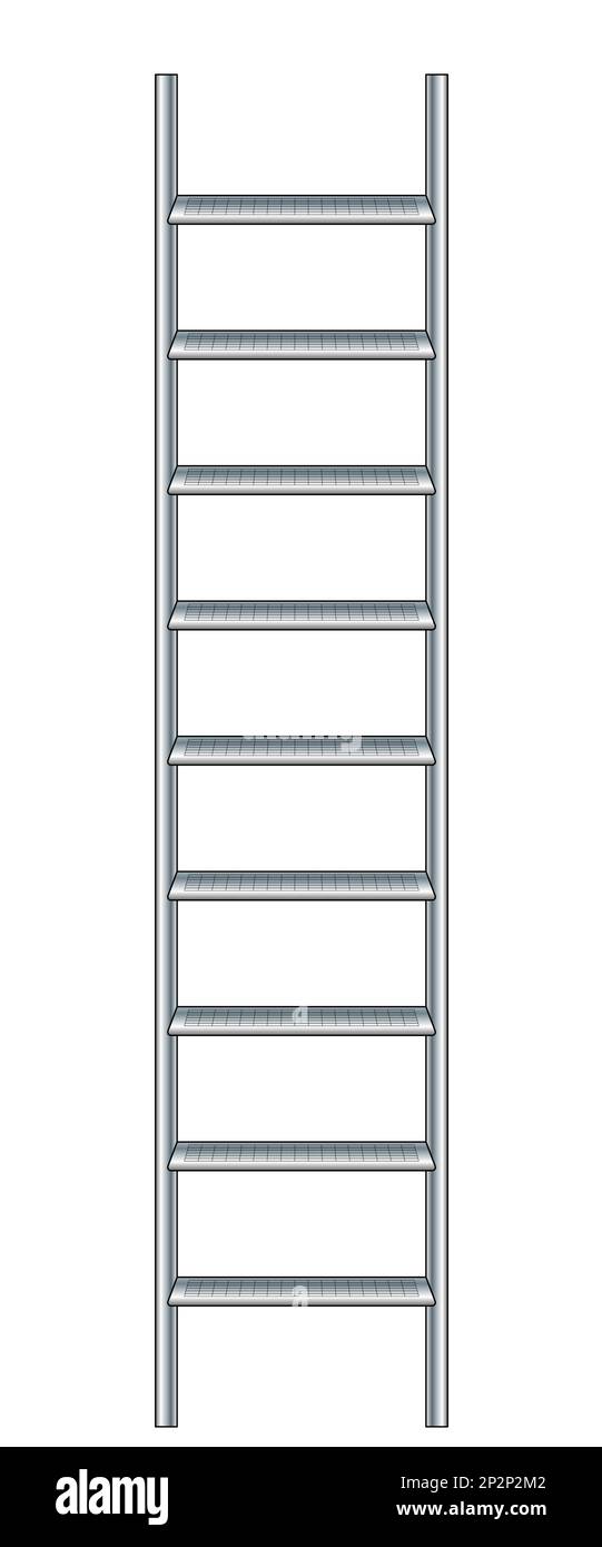 Illustration of a vertical metal stepladder Stock Vector
