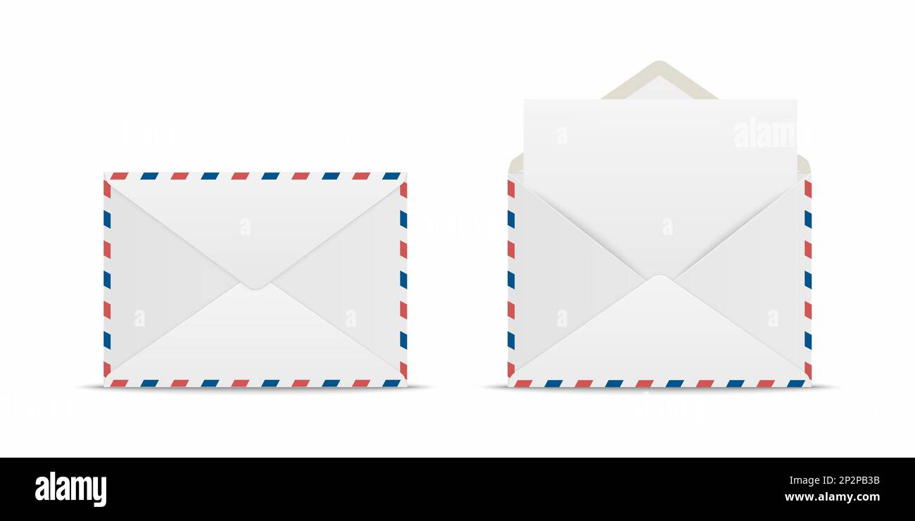 Vector Realistic White Closed, Opened Envelopes with Letter Inside