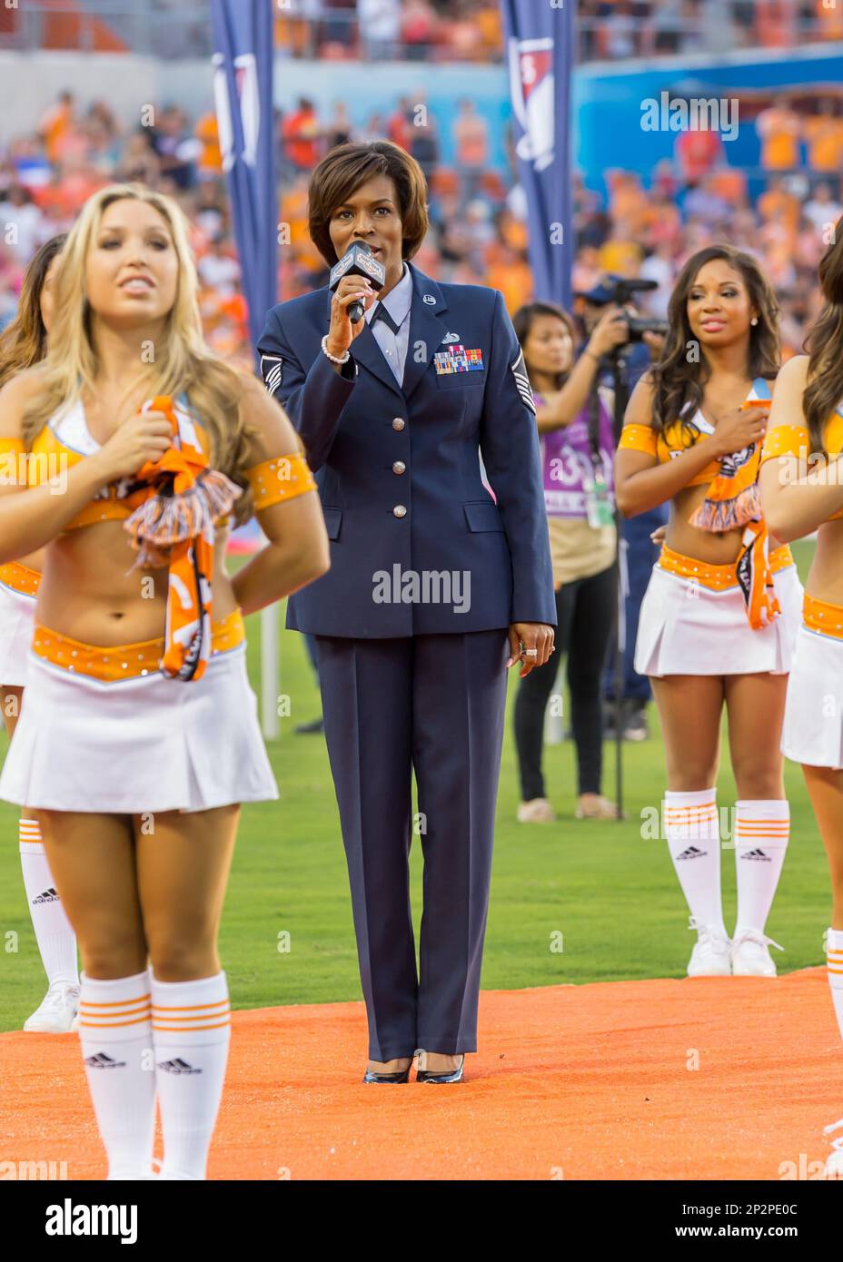July 3, 2015: US Air Force Master Sergeant Promise Harris sings the ...