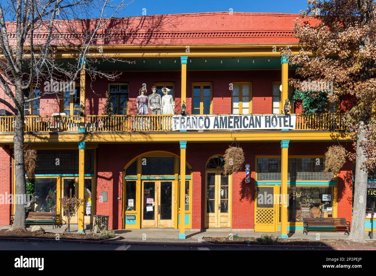 Yreka, CA USA Feb 11 2023 Historic Franco American Hotel on Miner