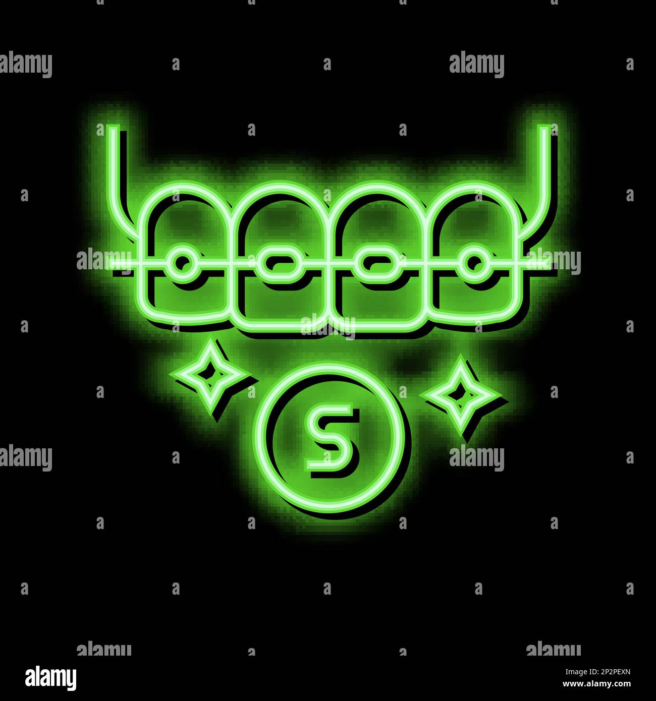 sapphire material tooth braces neon glow icon illustration Stock Vector ...