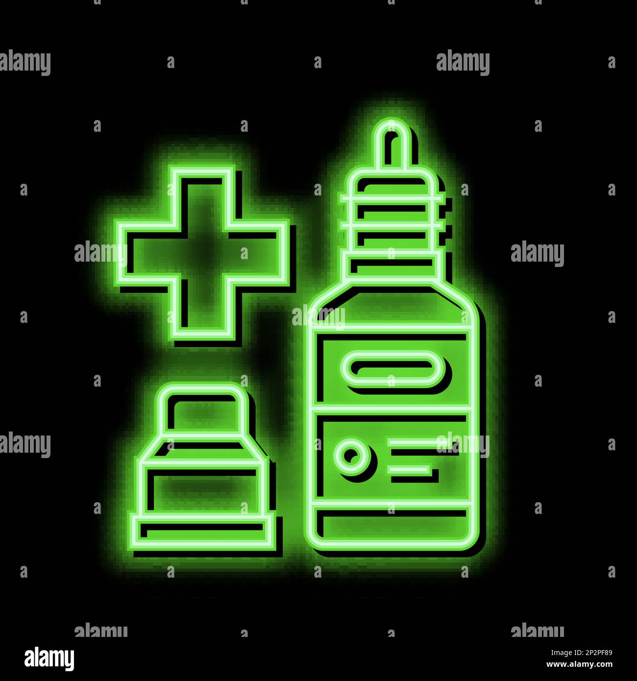 nasal or eye drops homeopathy neon glow icon illustration Stock Vector
