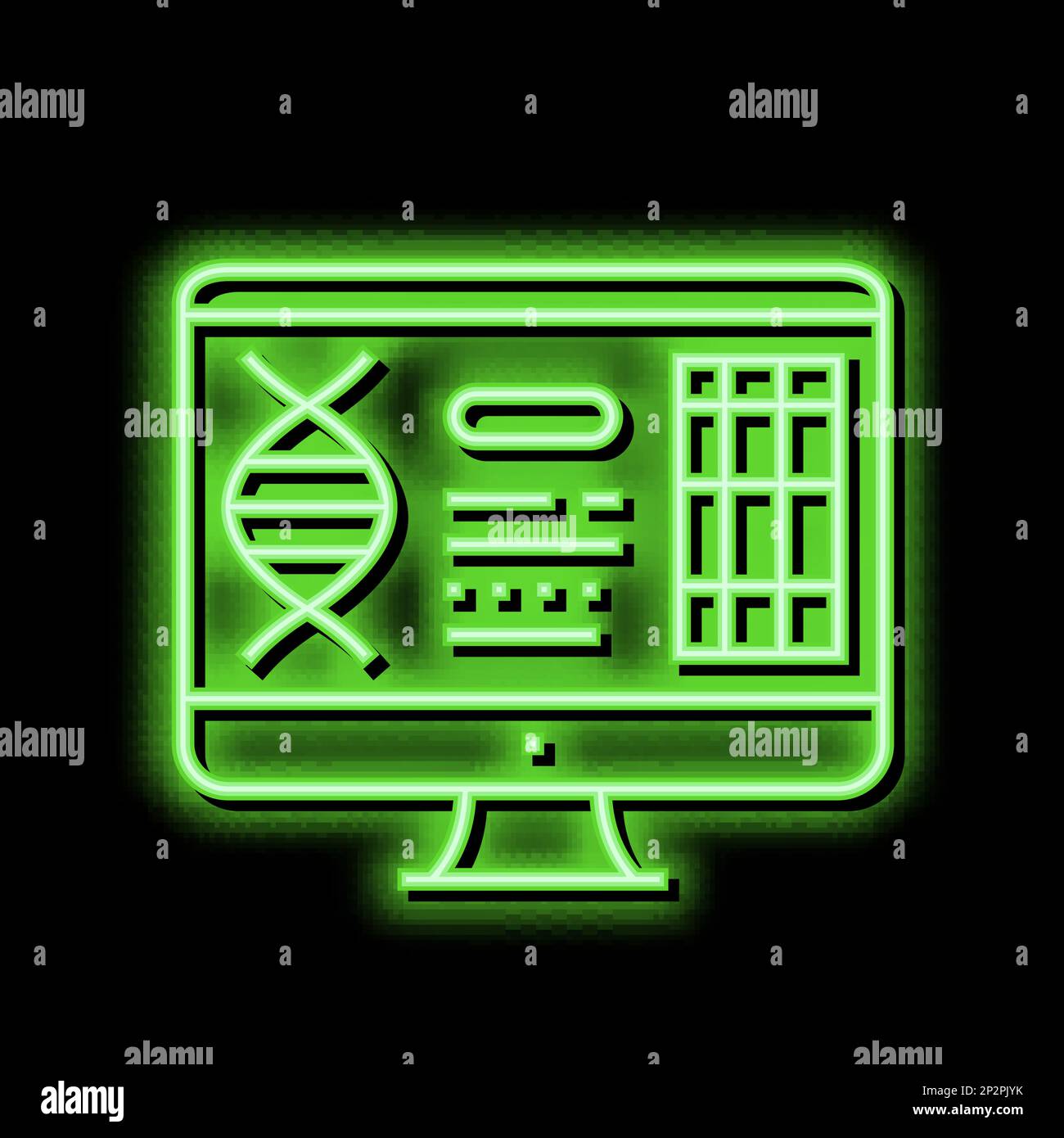 computer research genetic molecule neon glow icon illustration Stock ...