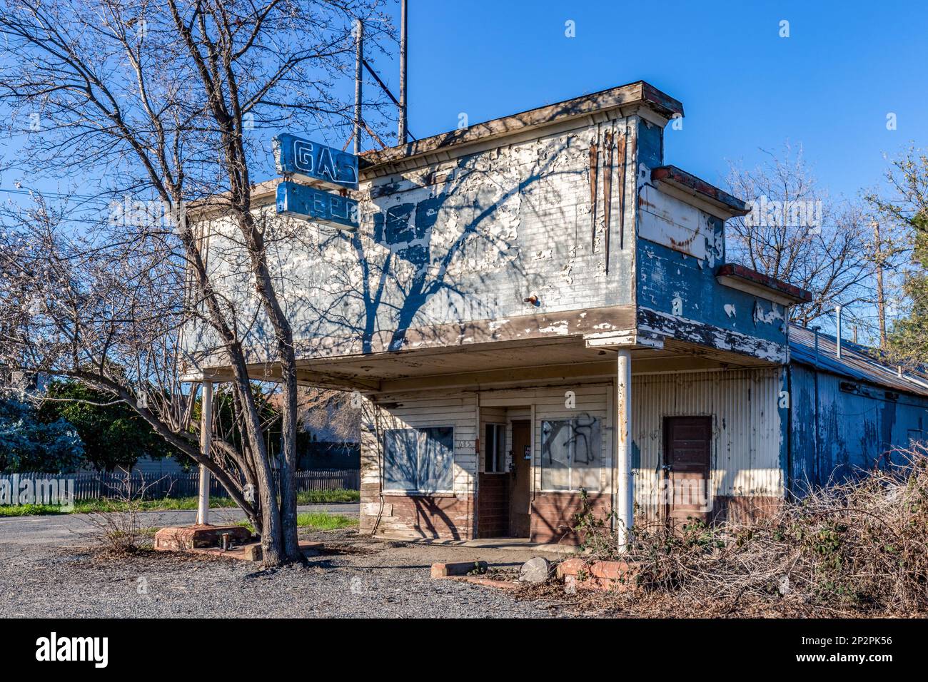 Artois CA USA Feb 12 2023 Old Gas Service Station on HWY 99W Stock