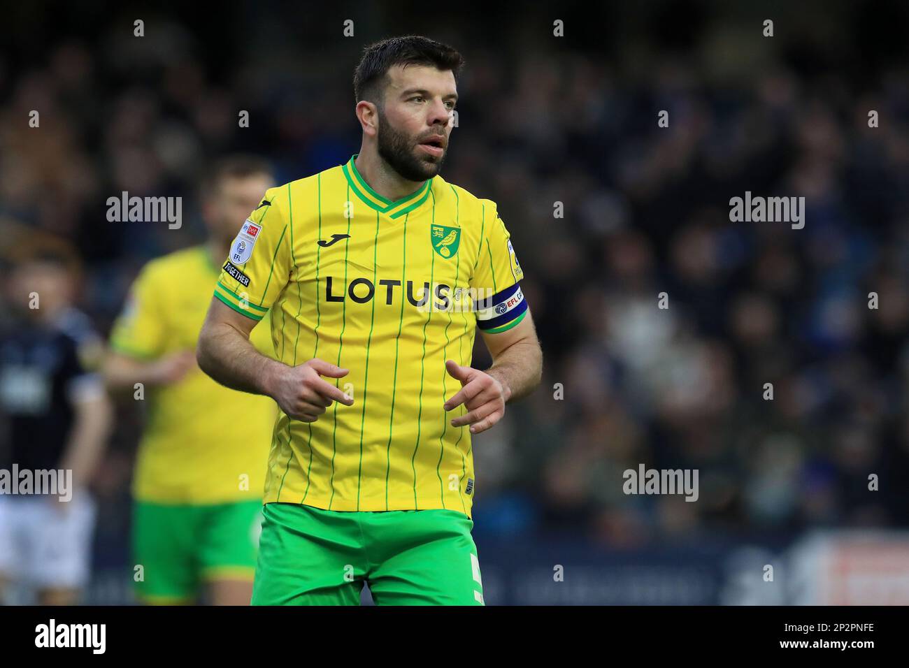 London, UK. 04th Mar, 2023. Grant Hanley of Norwich City seen during the EFL Sky Bet Championship match between Millwall and Norwich City at The Den, London, England on 4 March 2023. Photo by Carlton Myrie. Editorial use only, license required for commercial use. No use in betting, games or a single club/league/player publications. Credit: UK Sports Pics Ltd/Alamy Live News Stock Photo