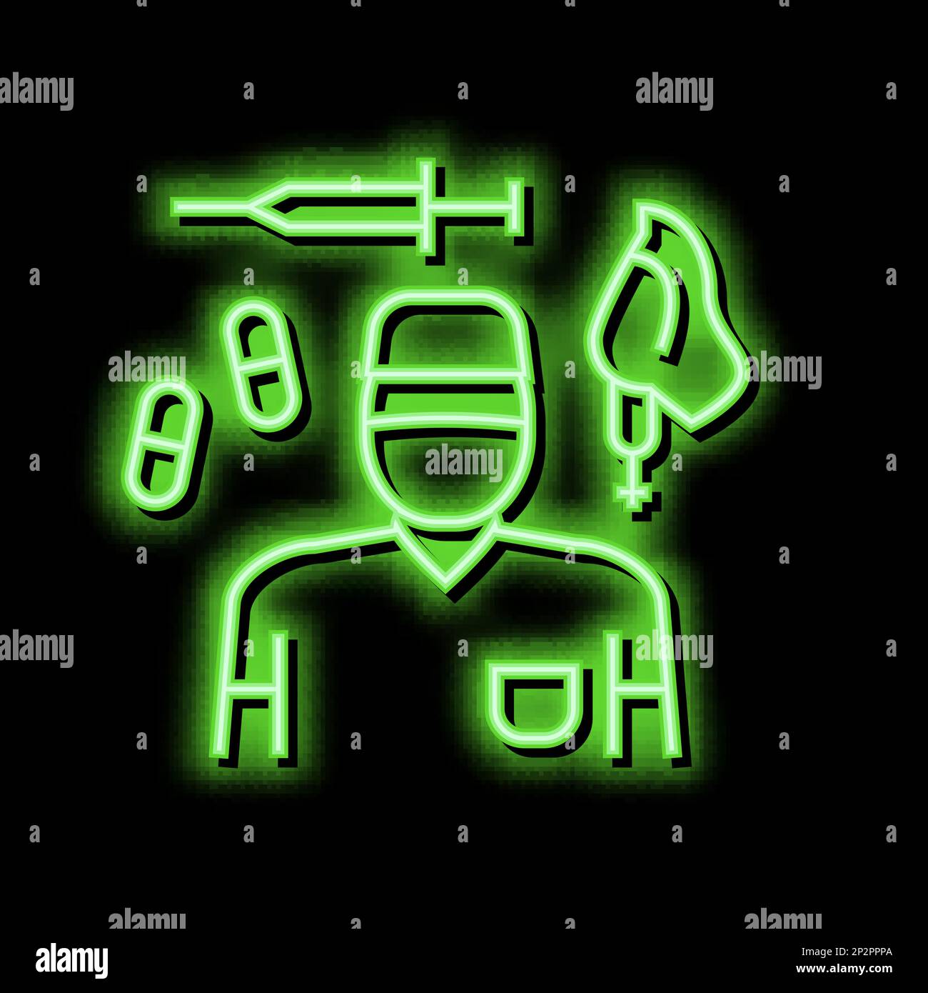 anesthesiologist anesthesia tool and drug neon glow icon illustration