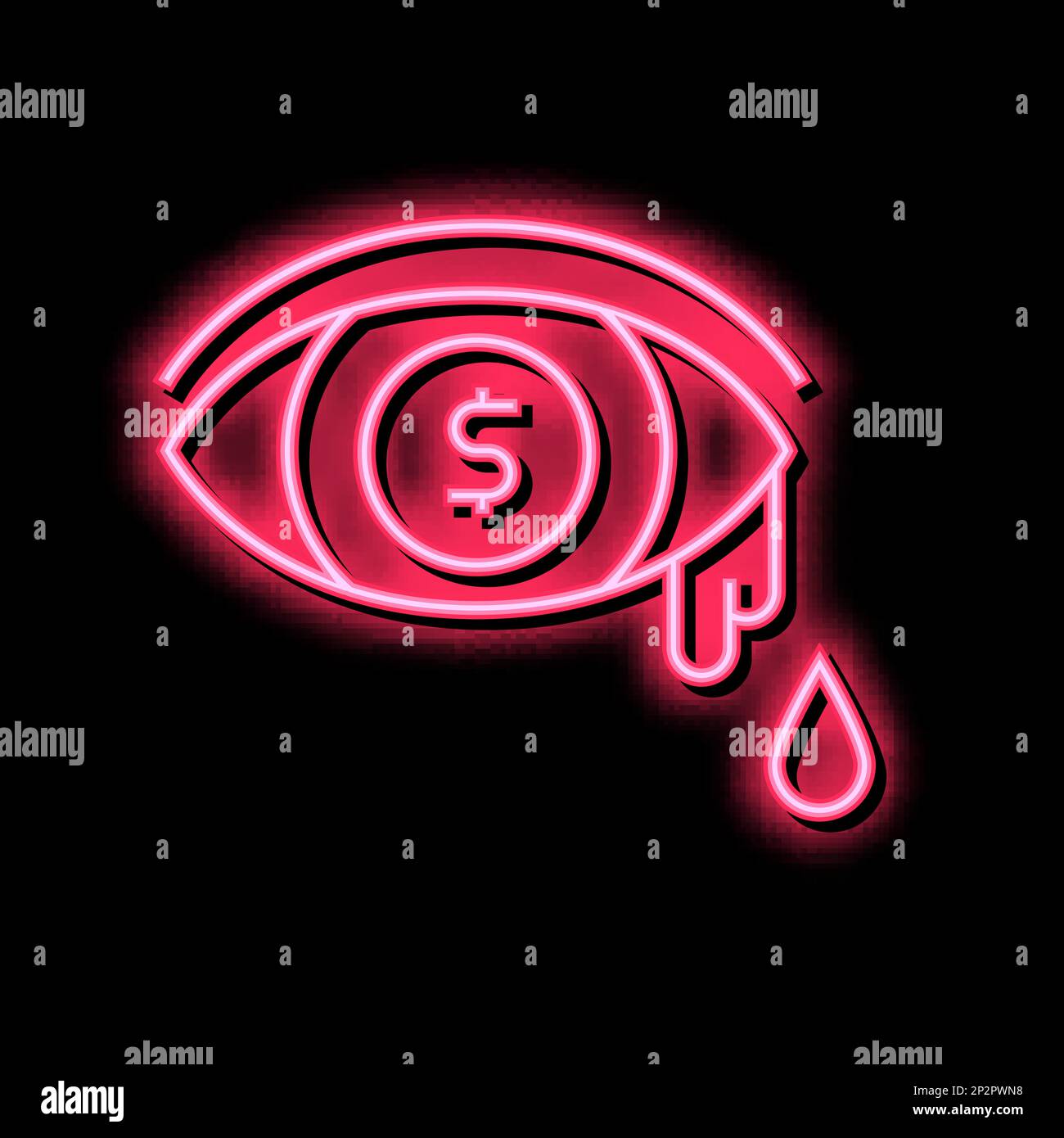 money tears poverty problem neon glow icon illustration Stock Vector ...