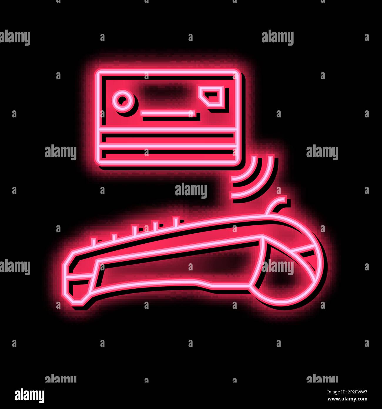 card contactless payment pos terminal neon glow icon illustration Stock ...