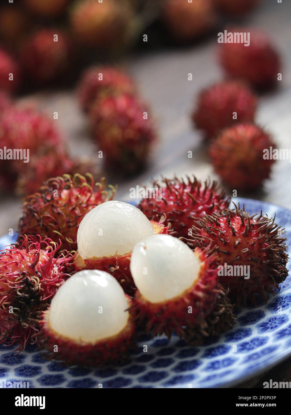 Rambutan fruits, tropical and asian fruits, sweet and Delicious, healthy food contain vitamin and nutrition Stock Photo