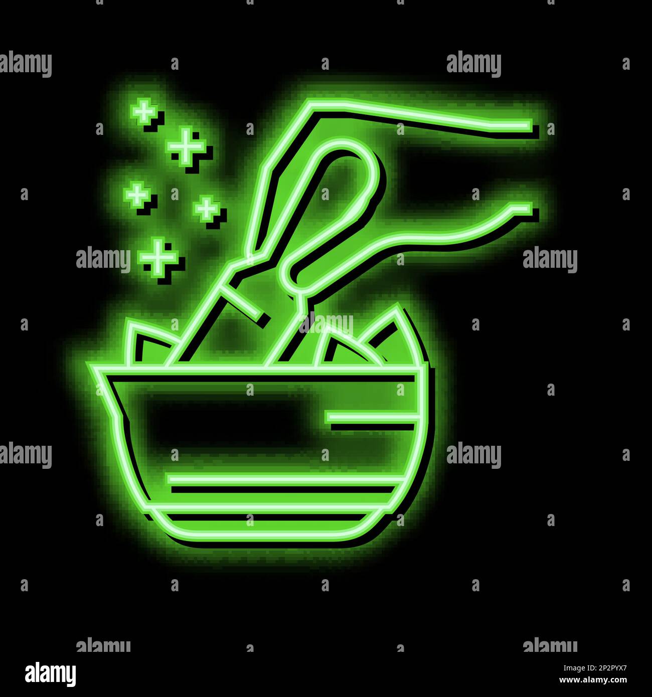 preparing natural homeopathy drug neon glow icon illustration Stock Vector