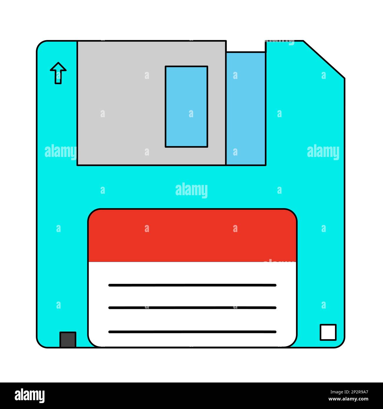Floppy disk or diskette retro electronic storage device, doodle style