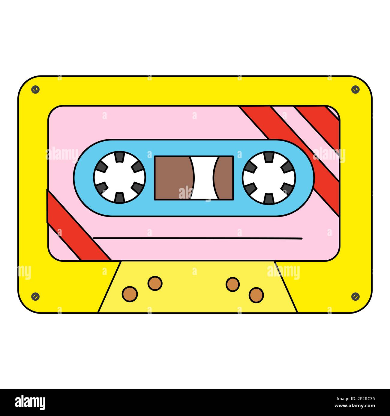 Retro audio cassette tape, doodle style flat vector illustration Stock ...