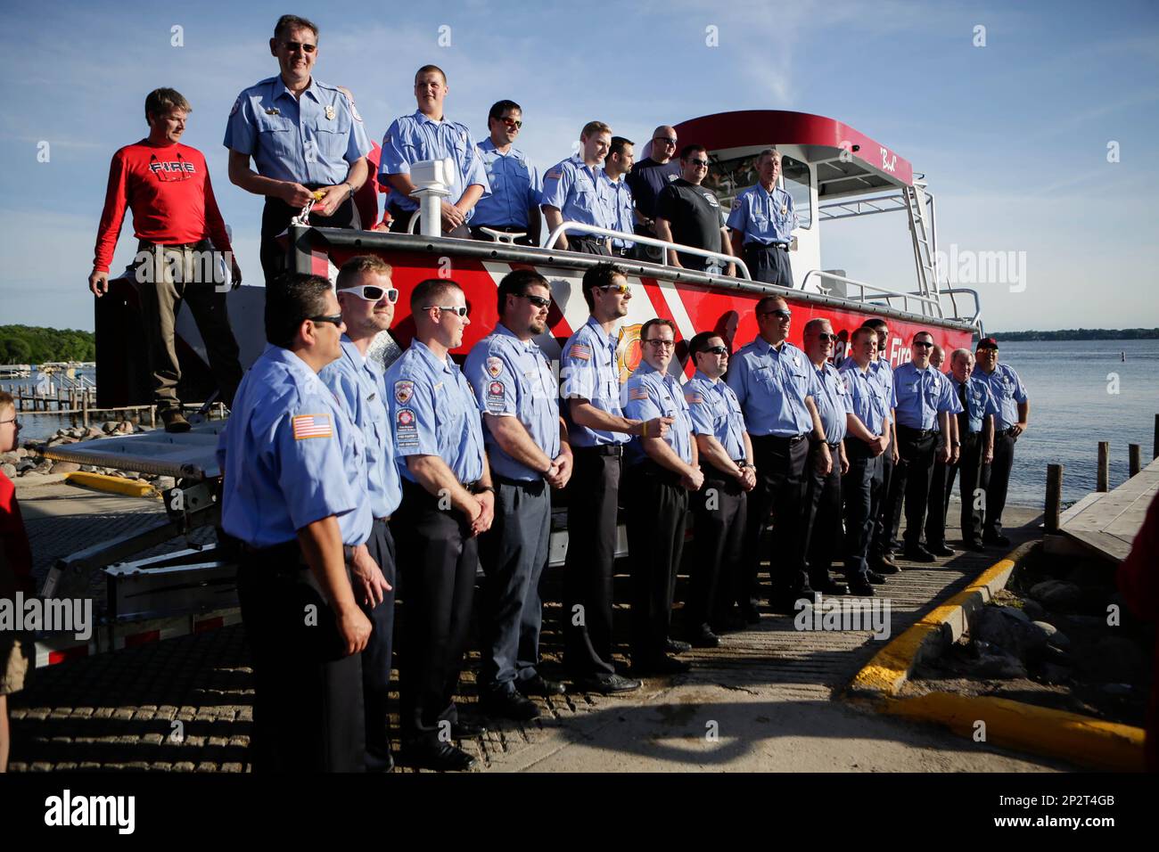 In this June 18, 2015 photo, the Clear Lake Fire Department stands by ...