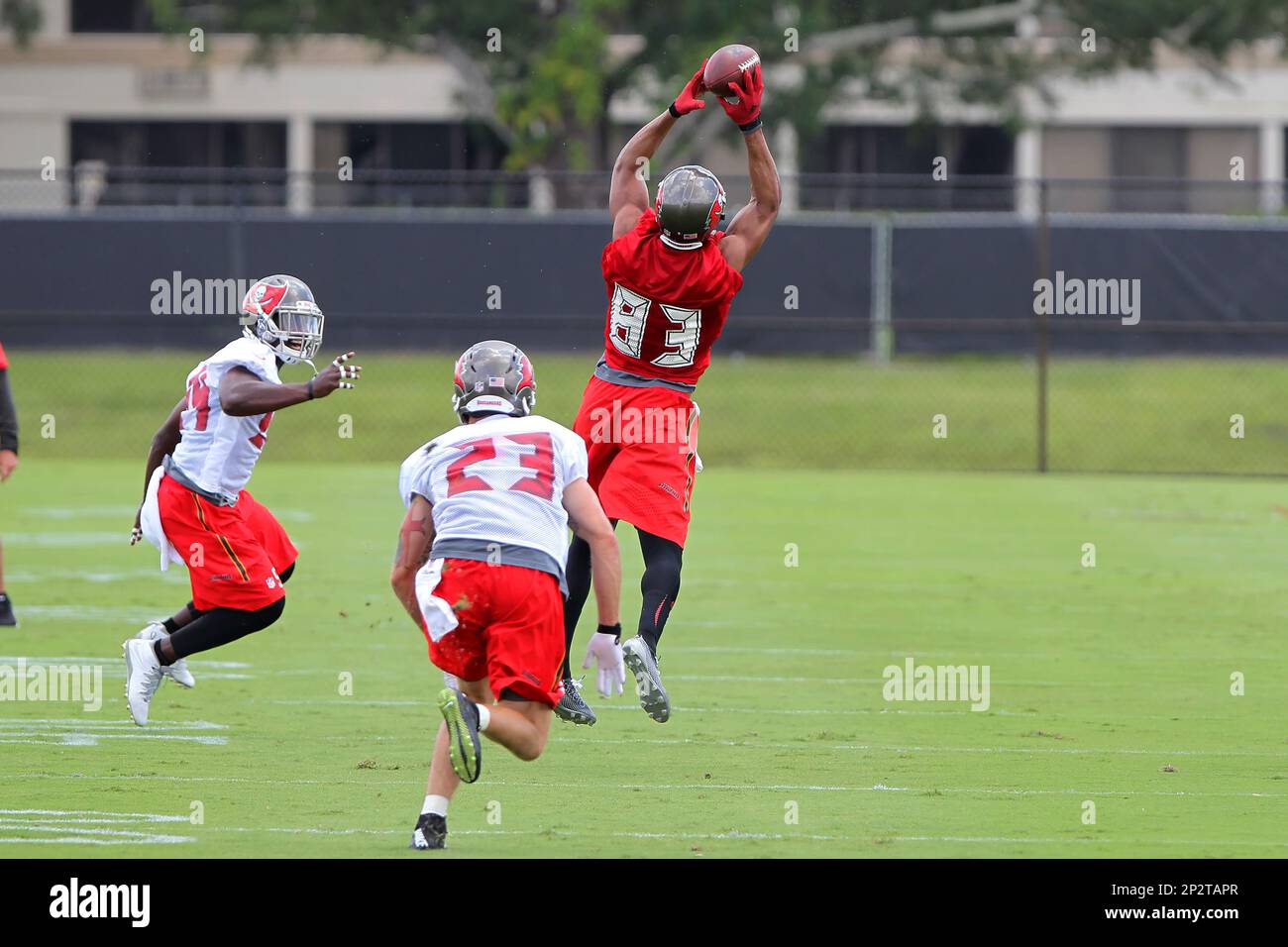 11 JUN 2015 Wide receiver Vincent Jackson (83) makes a catch during the Buccaneers OTA at One