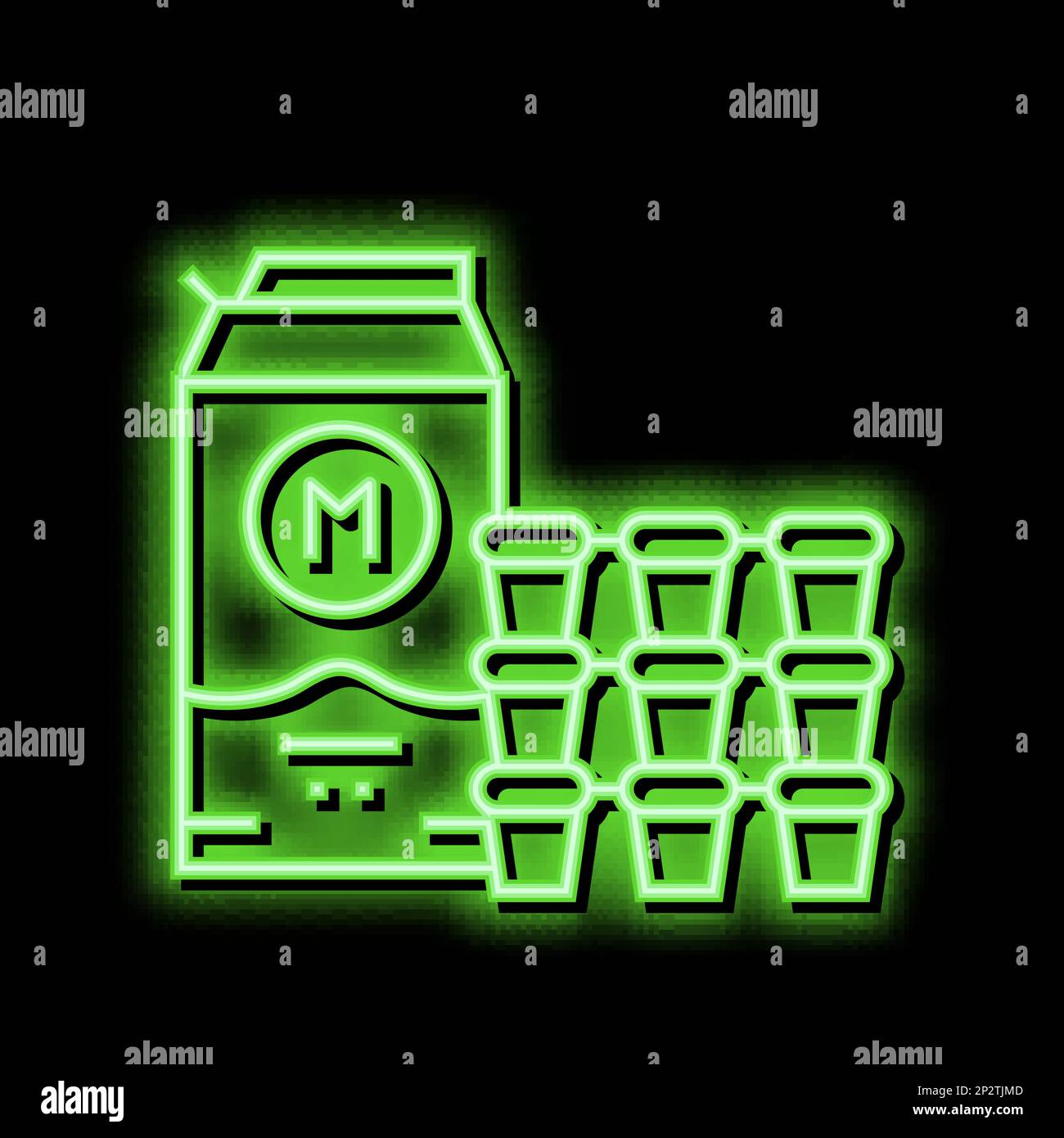 milk and cream for coffee neon glow icon illustration Stock Vector