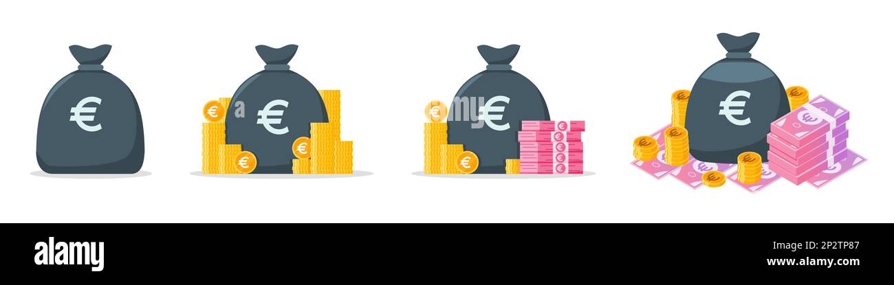 Euro Money Bag Icon Set Stock Vector Image & Art - Alamy