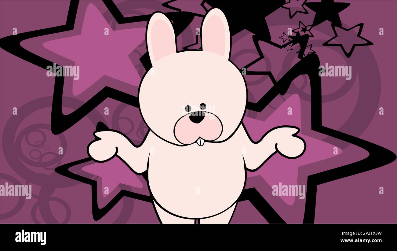 standig bunny chibi kid character cartoon background illustration in ...