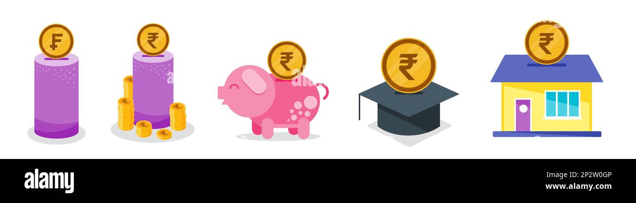 Saving Indian Rupee Money Set Stock Vector Image & Art - Alamy