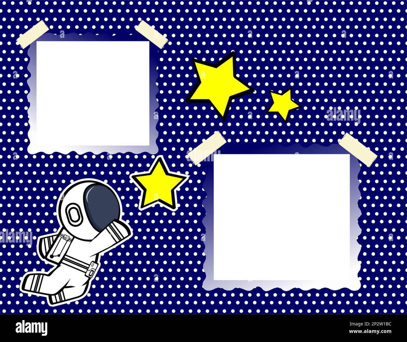 cute space man character cartoon picture frame background illustration ...