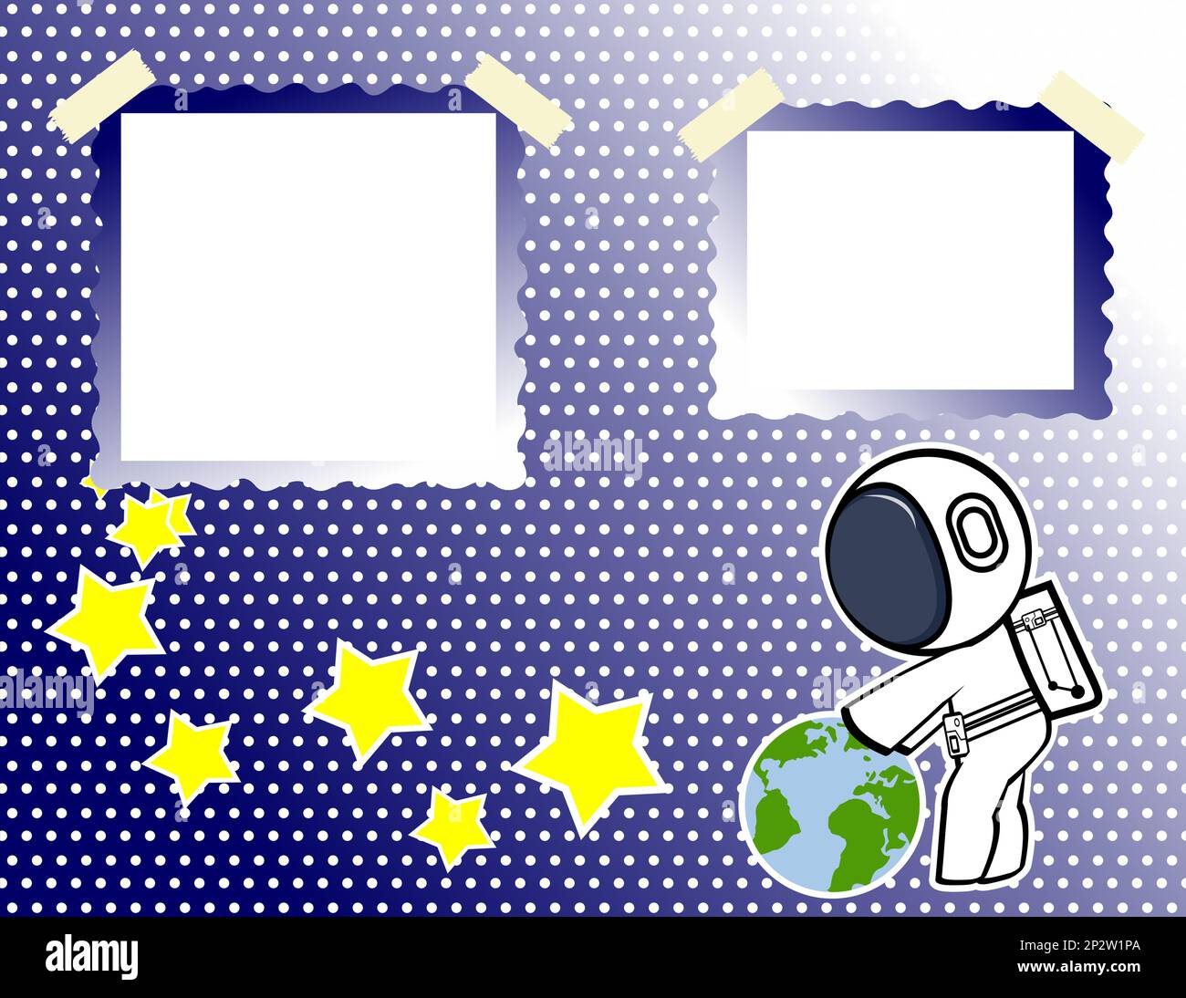 little space man character cartoon picture frame background ...