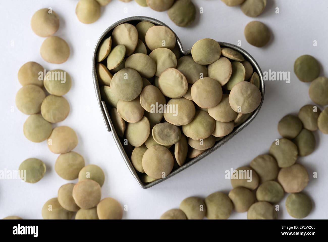 Uncooked Green Lentils Stock Photo