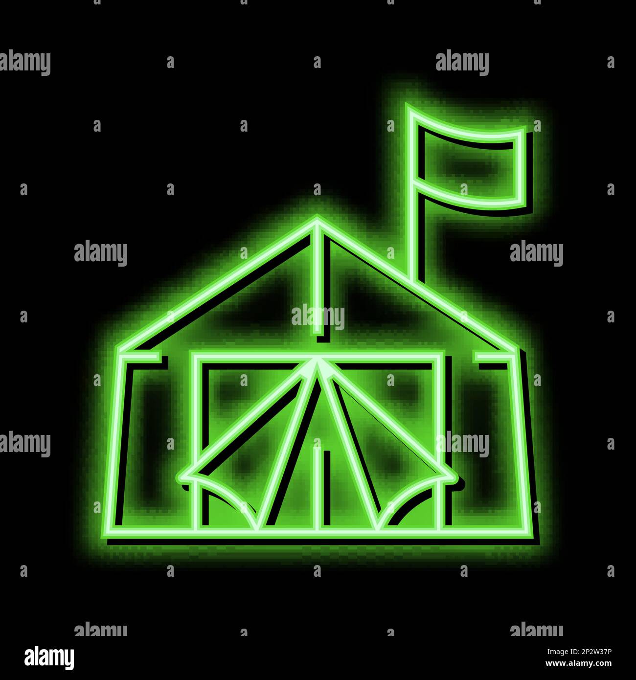 tent refugee neon glow icon illustration Stock Vector