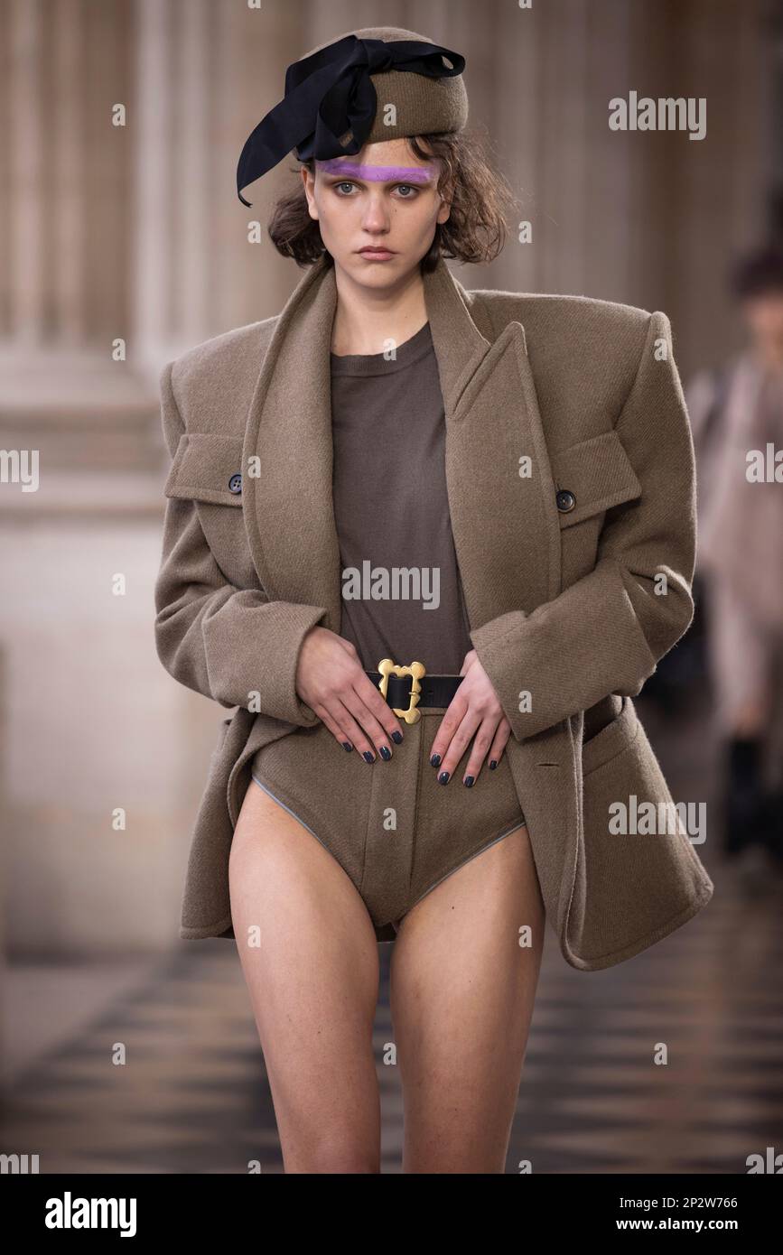A model wears a creation as part of the Vivienne Westwood Fall/Winter  2023-2024 ready-to-wear collection presented Saturday, March 4, 2023 in  Paris. (Vianney Le Caer/Invision/AP Stock Photo - Alamy